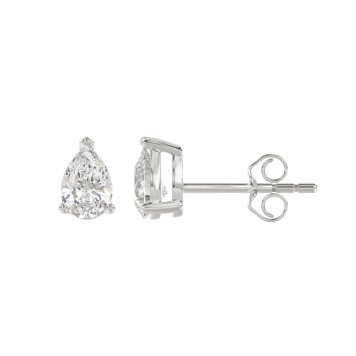 3-Prong Pear Stud Earring - 1ct - Lab Grown