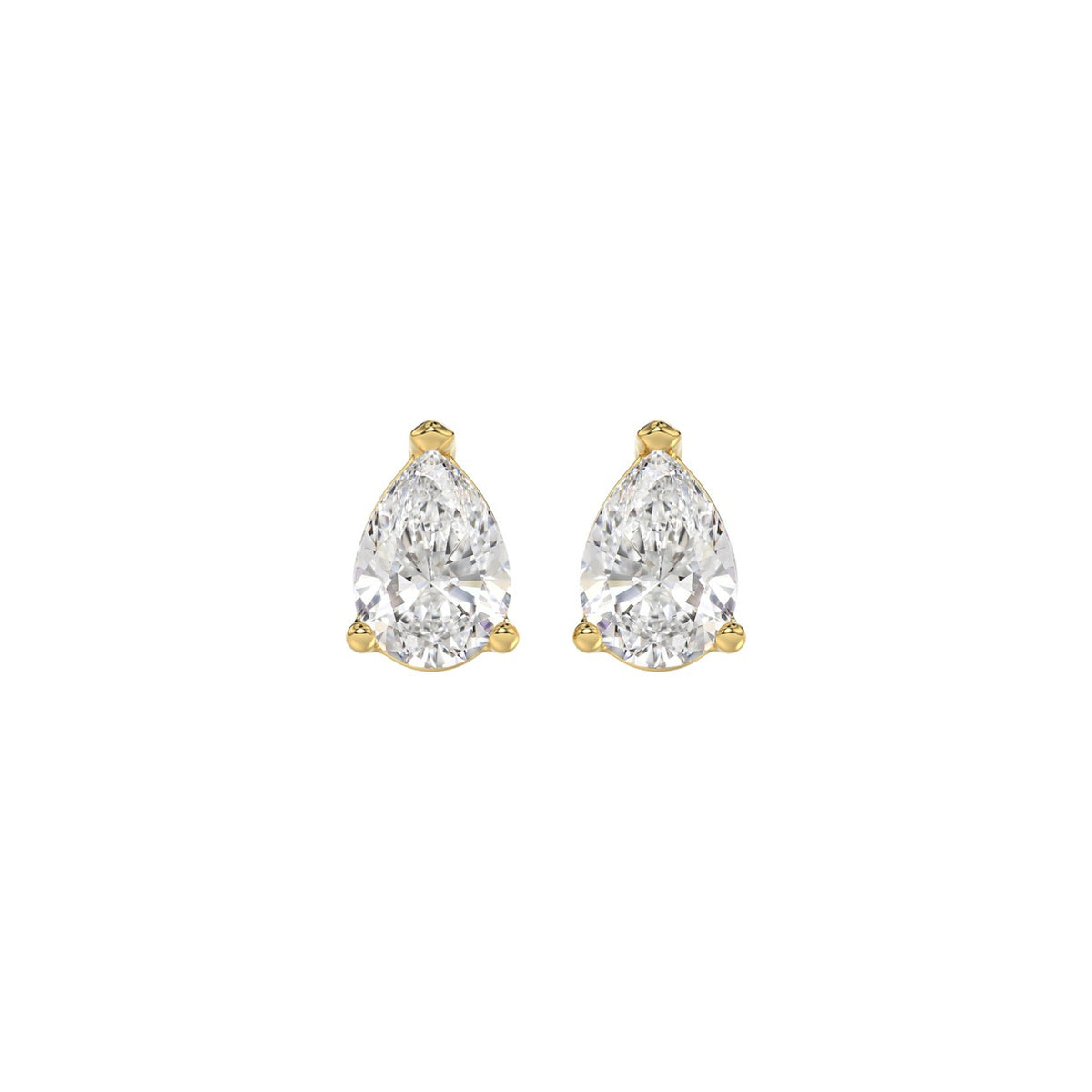 3-Prong Pear Stud Earring - 1ct - Lab Grown