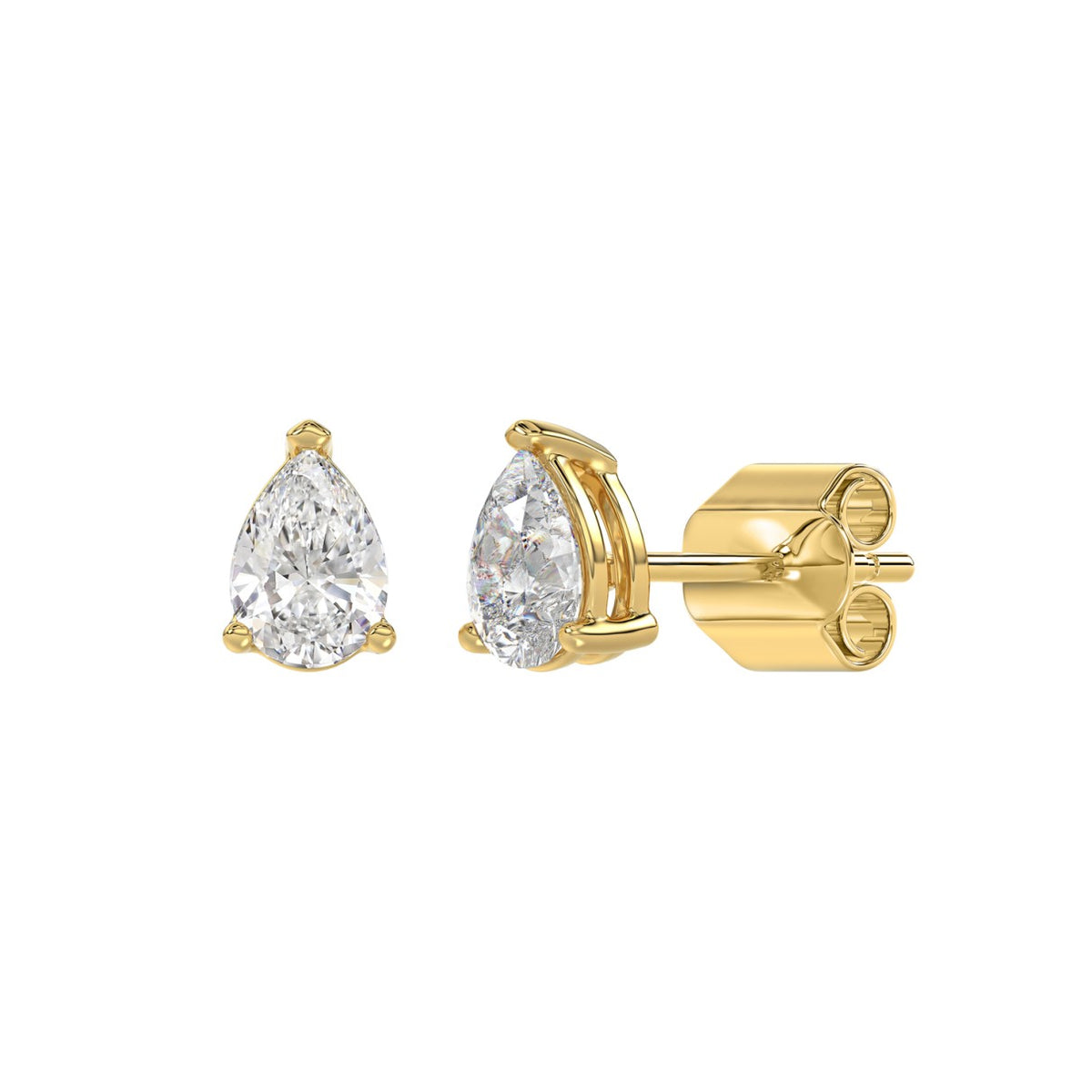 3-Prong Pear Stud Earring - 1ct - Lab Grown