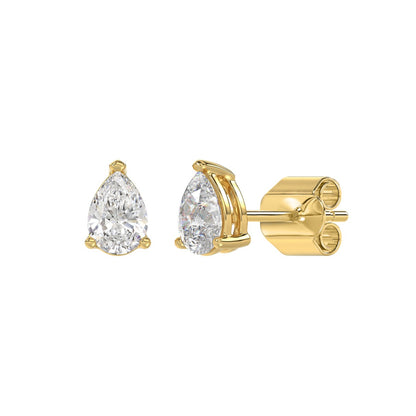 3-Prong Pear Stud Earring - 1ct - Lab Grown