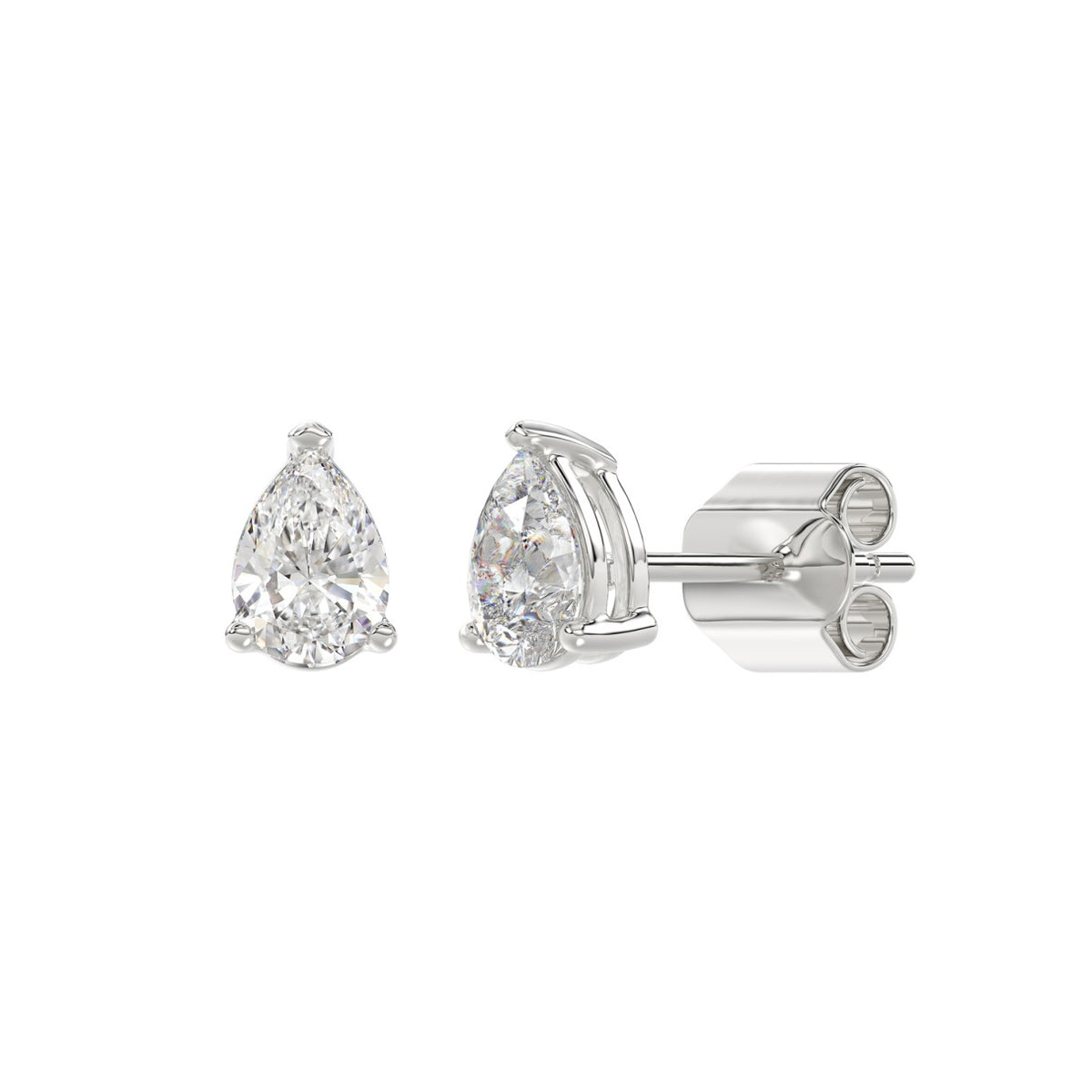 3-Prong Pear Stud Earring - 1ct - Lab Grown